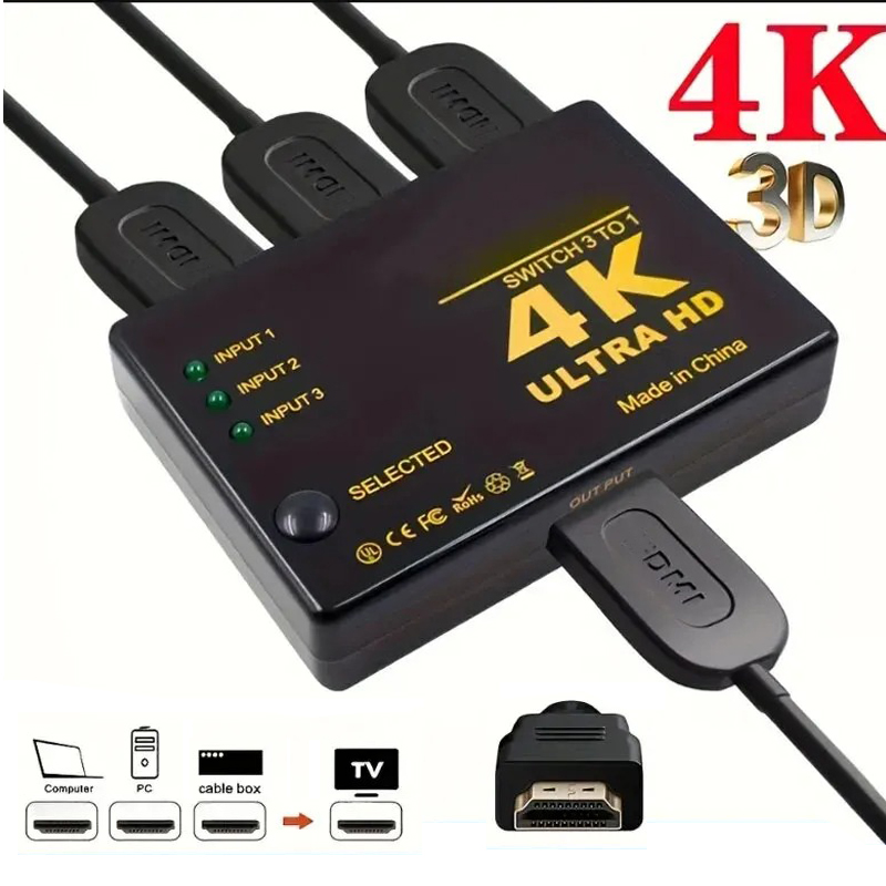 Esports Gaming Hub - Hdmi-compatível com switcher 4k 3 em