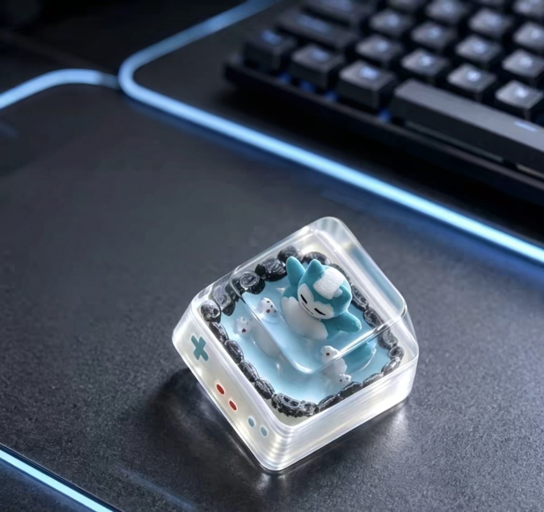 Keyboard Tenkeyless - Tecla Pokémon Snorlax em Resina Translúcida,