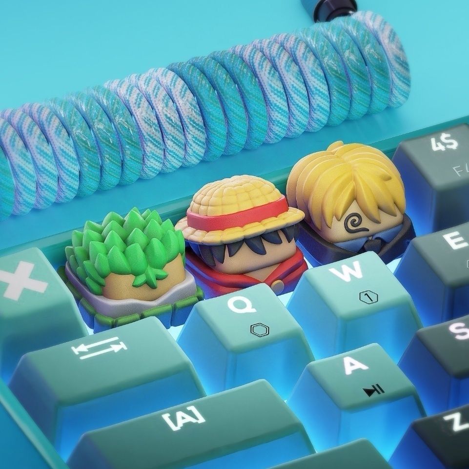 Keyboard Tenkeyless - Novos Keycaps Kawaii ONE PIECE Luffy