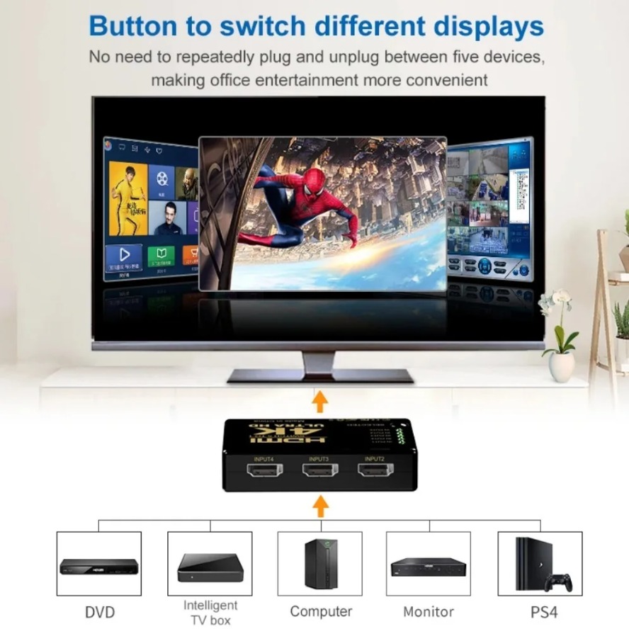 4k hdmi switch 5 em 1 saída hd - Esports Gaming Hub avaliação e preço