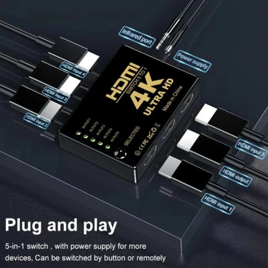4k hdmi switch 5 em 1 saída hd - Esports Gaming Hub avaliação e preço