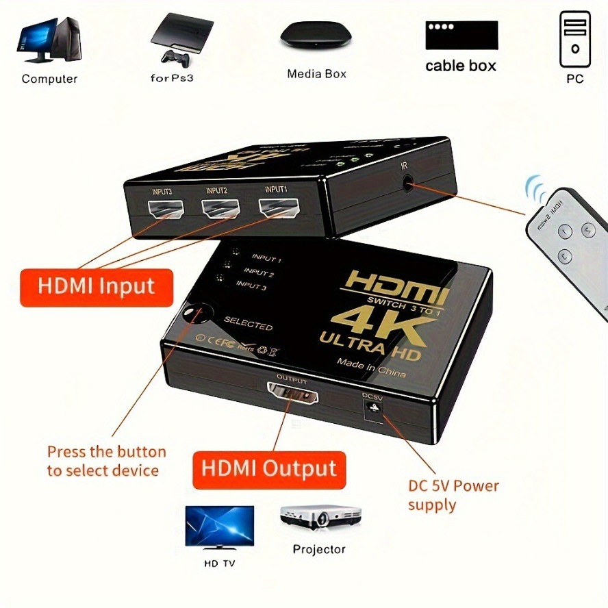 4k hdmi switch 5 em 1 saída hd - Esports Gaming Hub avaliação e preço