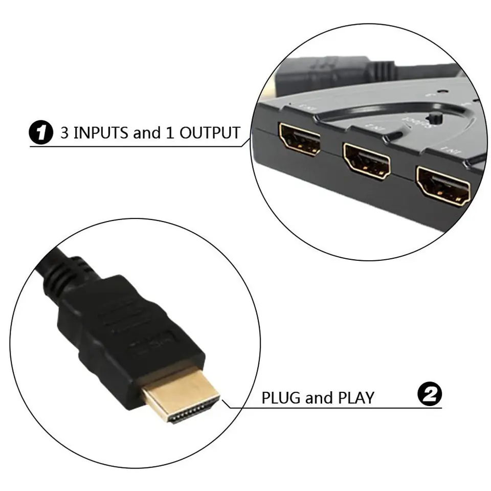 Mini HDMI 3 em 1 Video Switche - Esports Gaming Hub avaliação e preço