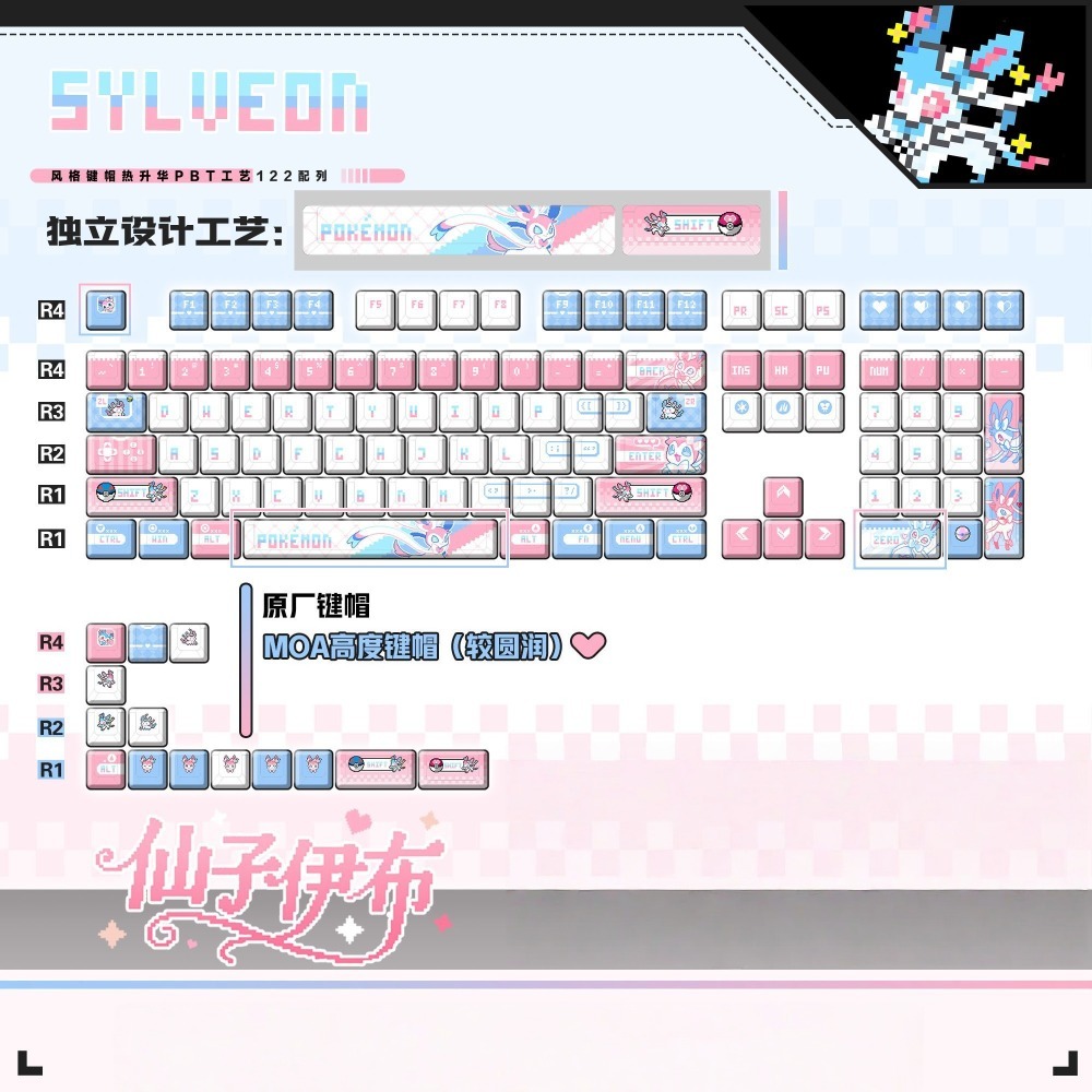 Pokémon Sylveon ‌   Teclas Per - Keyboard Tenkeyless avaliação e preço